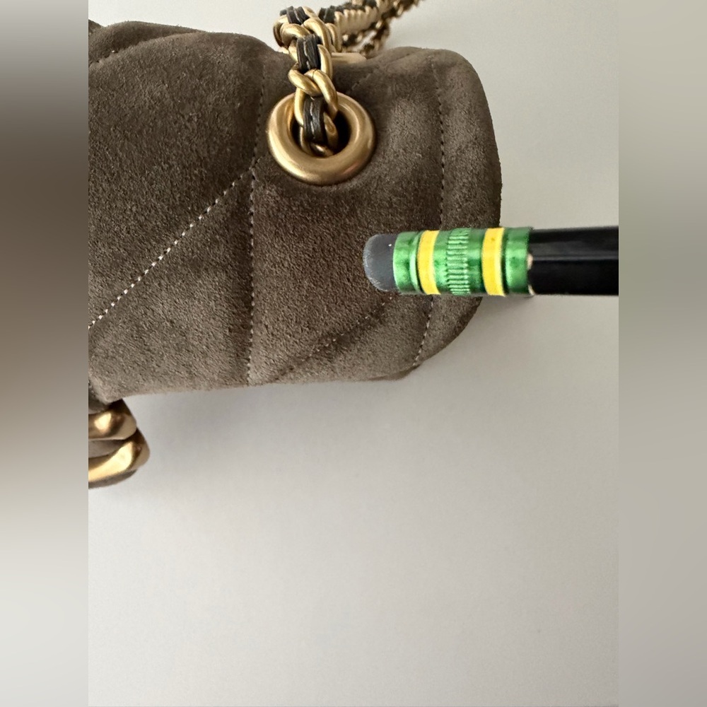 Coach Tabby 20 Quilted Suede Shoulder Bag with Gold Chain. - Picture 6 of 14